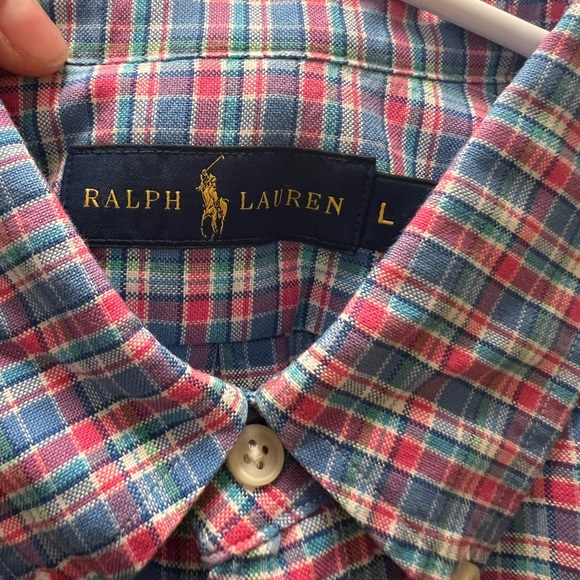 Ralph Lauren pink & blue plaid Button down - Picture 3 of 3